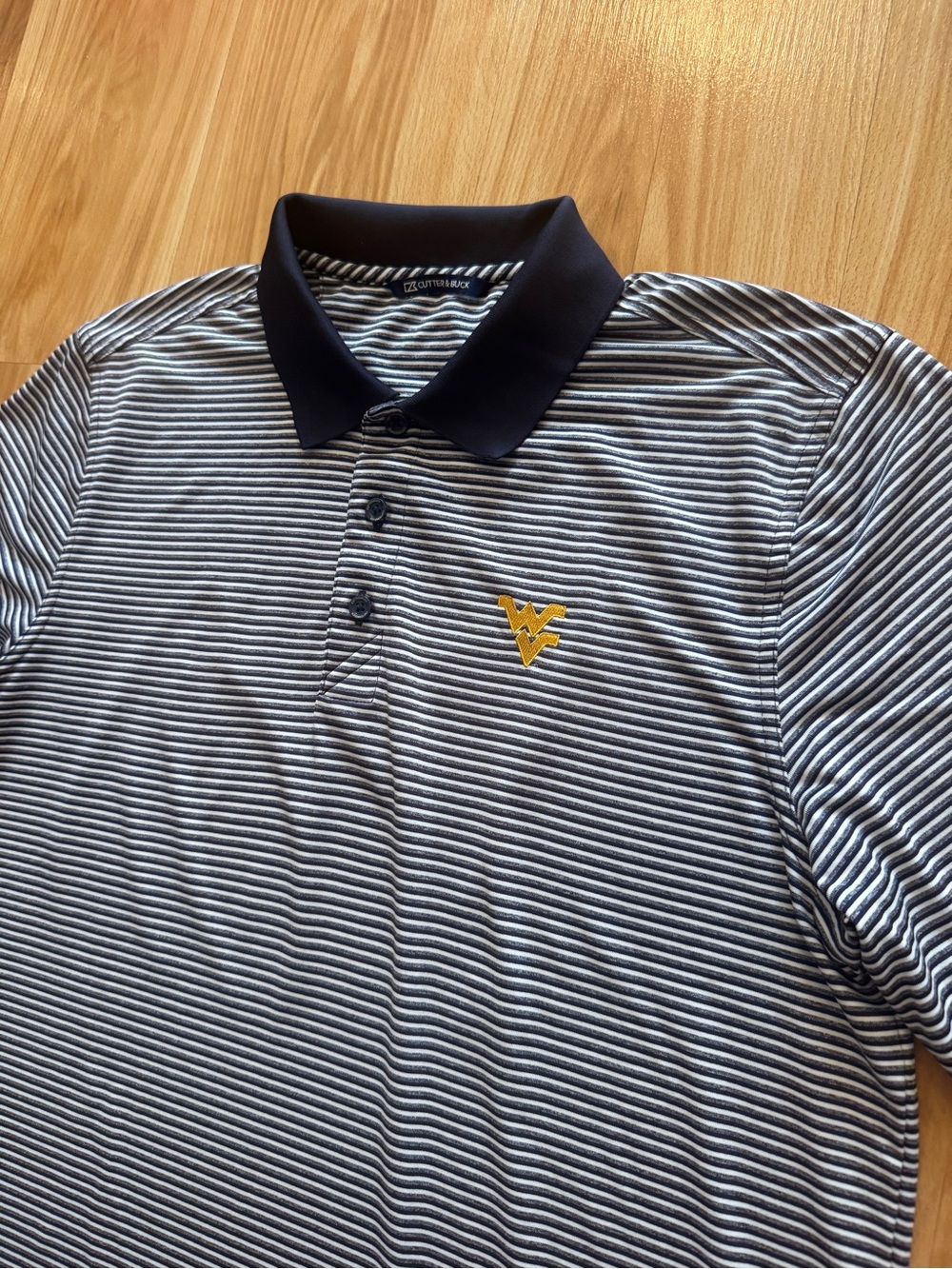 WVU West Virginia Mountaineers Performance Polo Collared Golf Shirt- Men’s Large